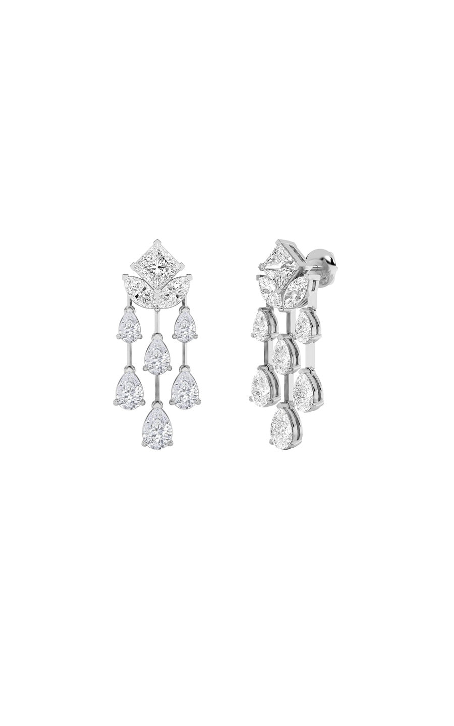 7Cttw Princess Shaped Lab Grown Diamond (F/VS) Dangle Earrings in 14K Gold