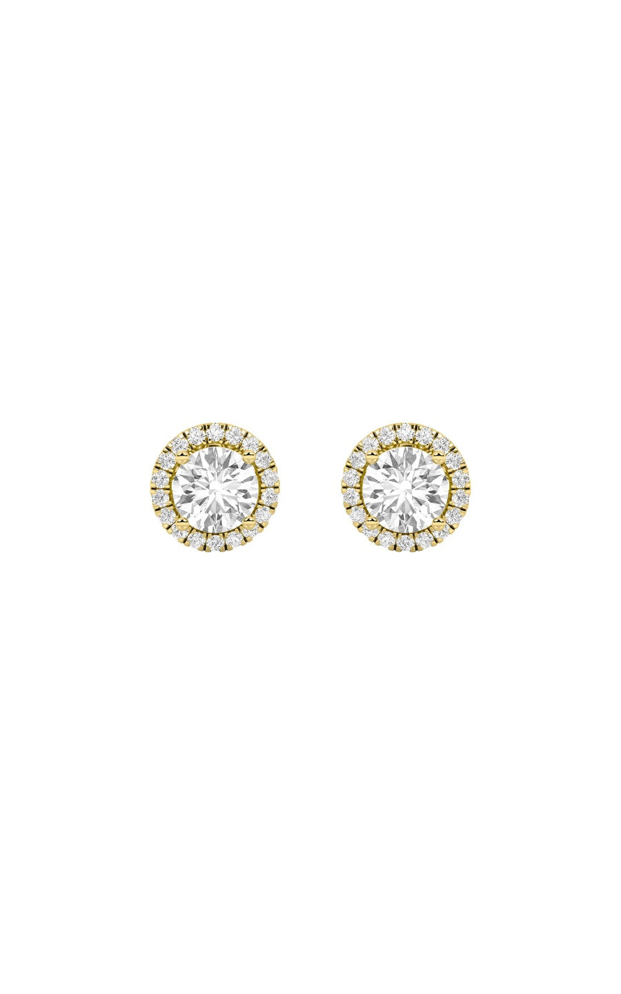 3Cttw Round Shaped Lab Grown Diamond (F/VS) Halo Stud Earrings in 14K Gold