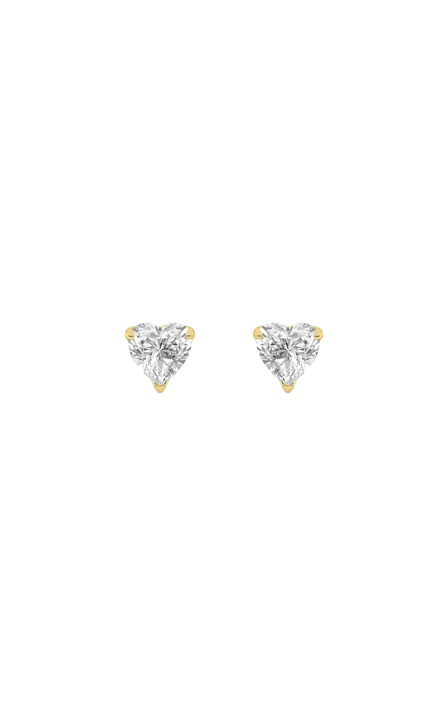 2Cttw Heart Shaped Lab Grown Diamond (F/VS) HeartShaped Earrings in 14K Gold