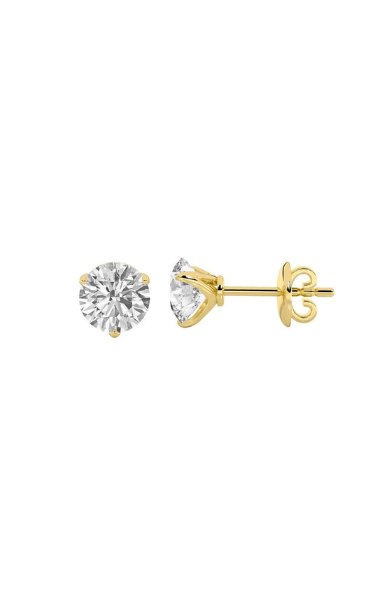 4Cttw Round Shaped Lab Grown Diamond (F/VS) Stud Earrings in 14K Gold