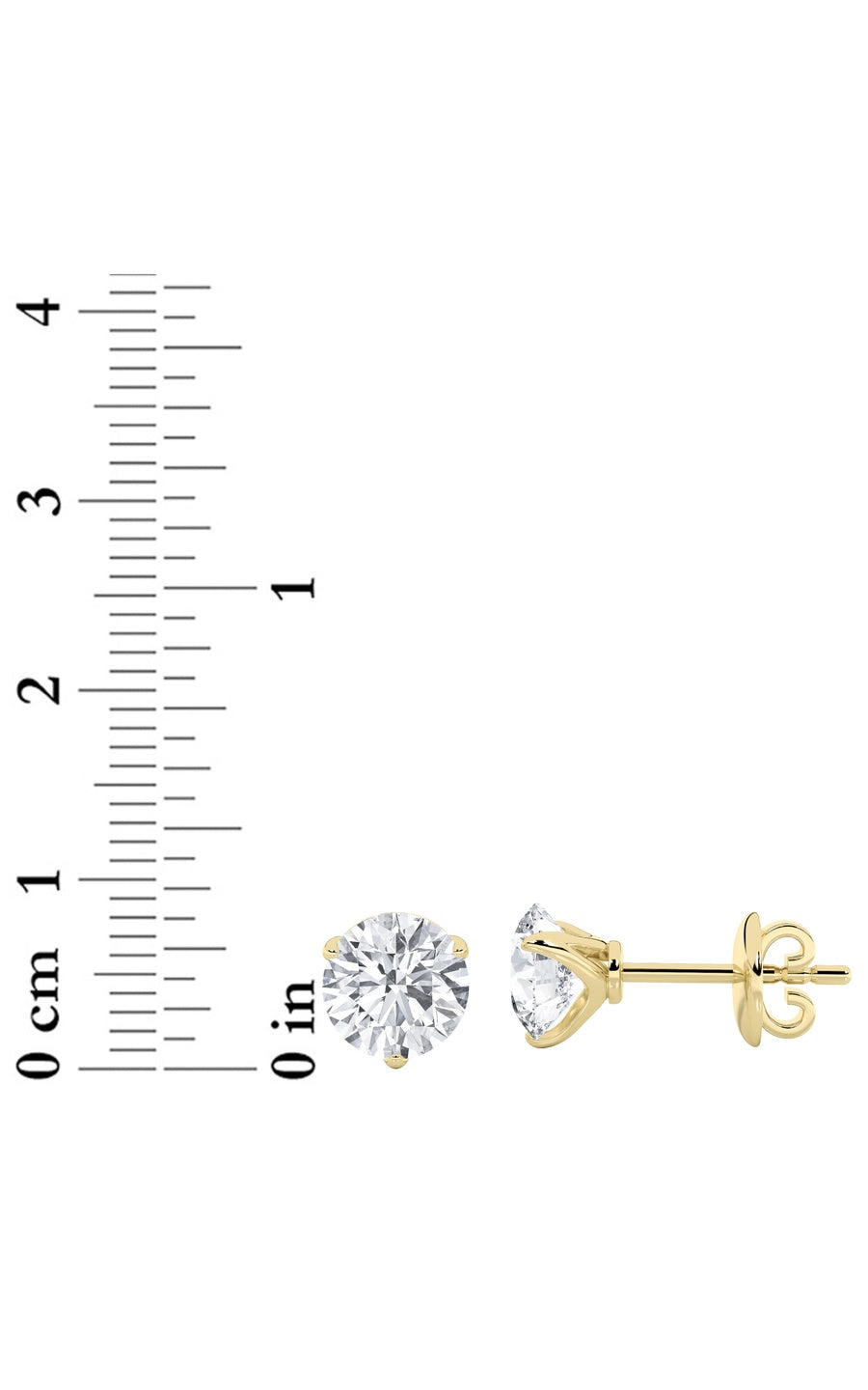 4Cttw Round Shaped Lab Grown Diamond (F/VS) Stud Earrings in 14K Gold