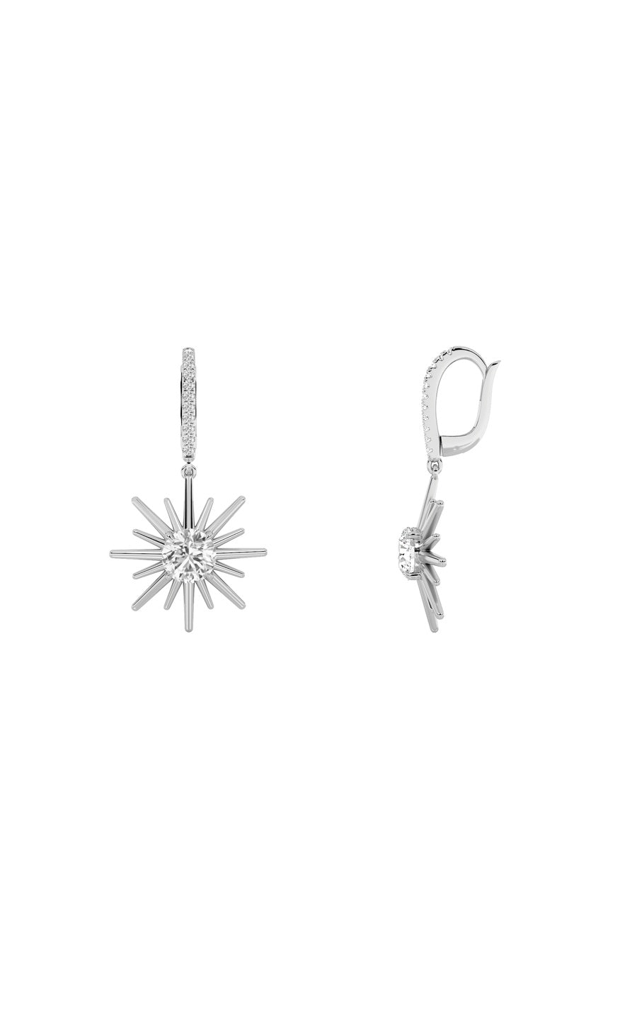 2Cttw Round Shaped Lab Grown Diamond (F/VS) DangleEarrings in 14K Gold