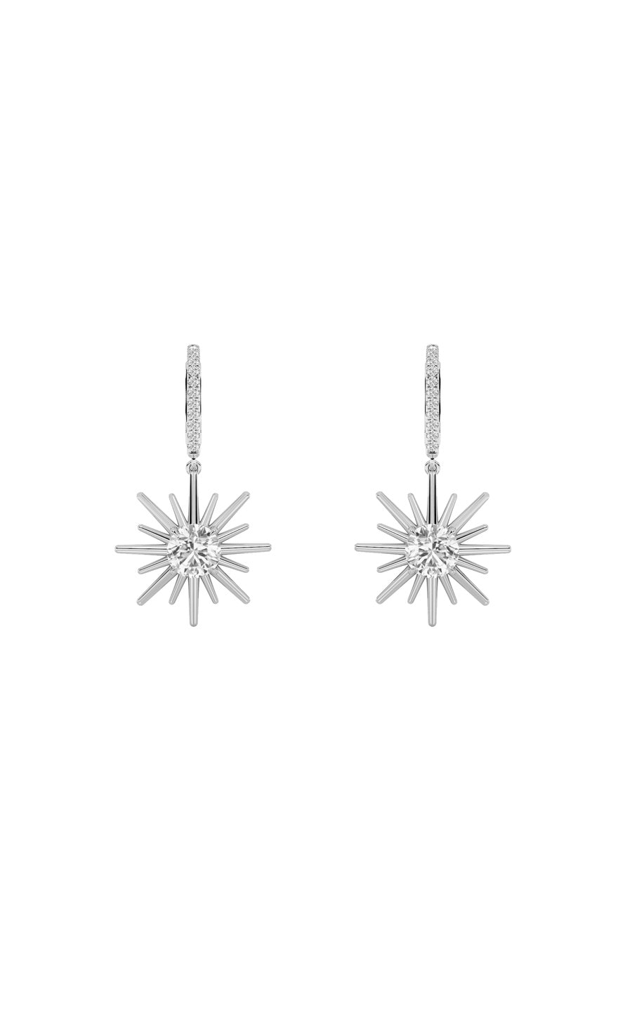 2Cttw Round Shaped Lab Grown Diamond (F/VS) DangleEarrings in 14K Gold
