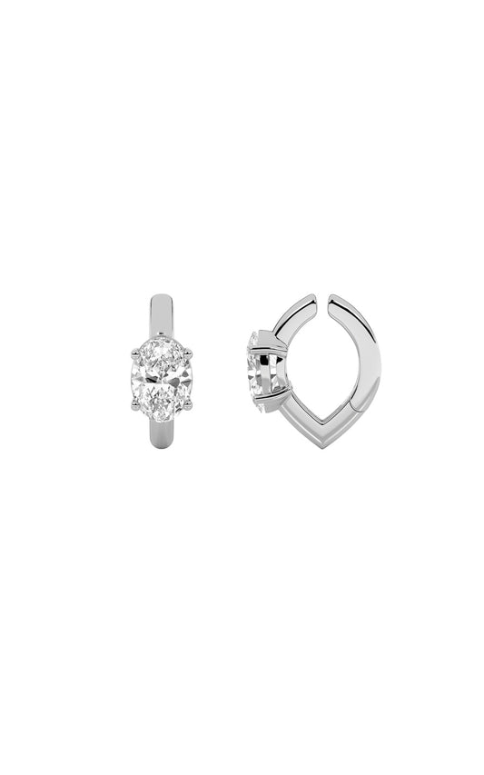 0.5Cttw Oval Shaped Lab Grown Diamond (F/VS) Huggie Cuff Earrings in 14K Gold