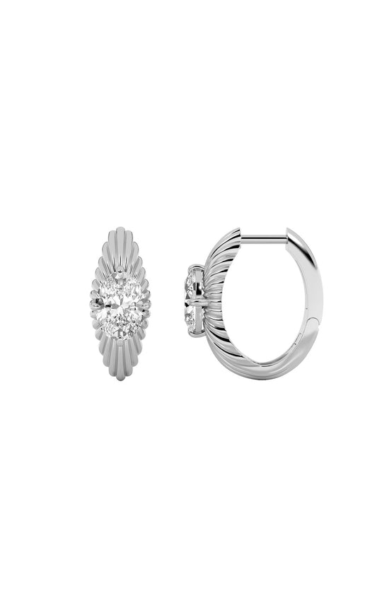 2Cttw Oval Shaped Lab Grown Diamond (F/VS) HuggieEarrings in 14K Gold