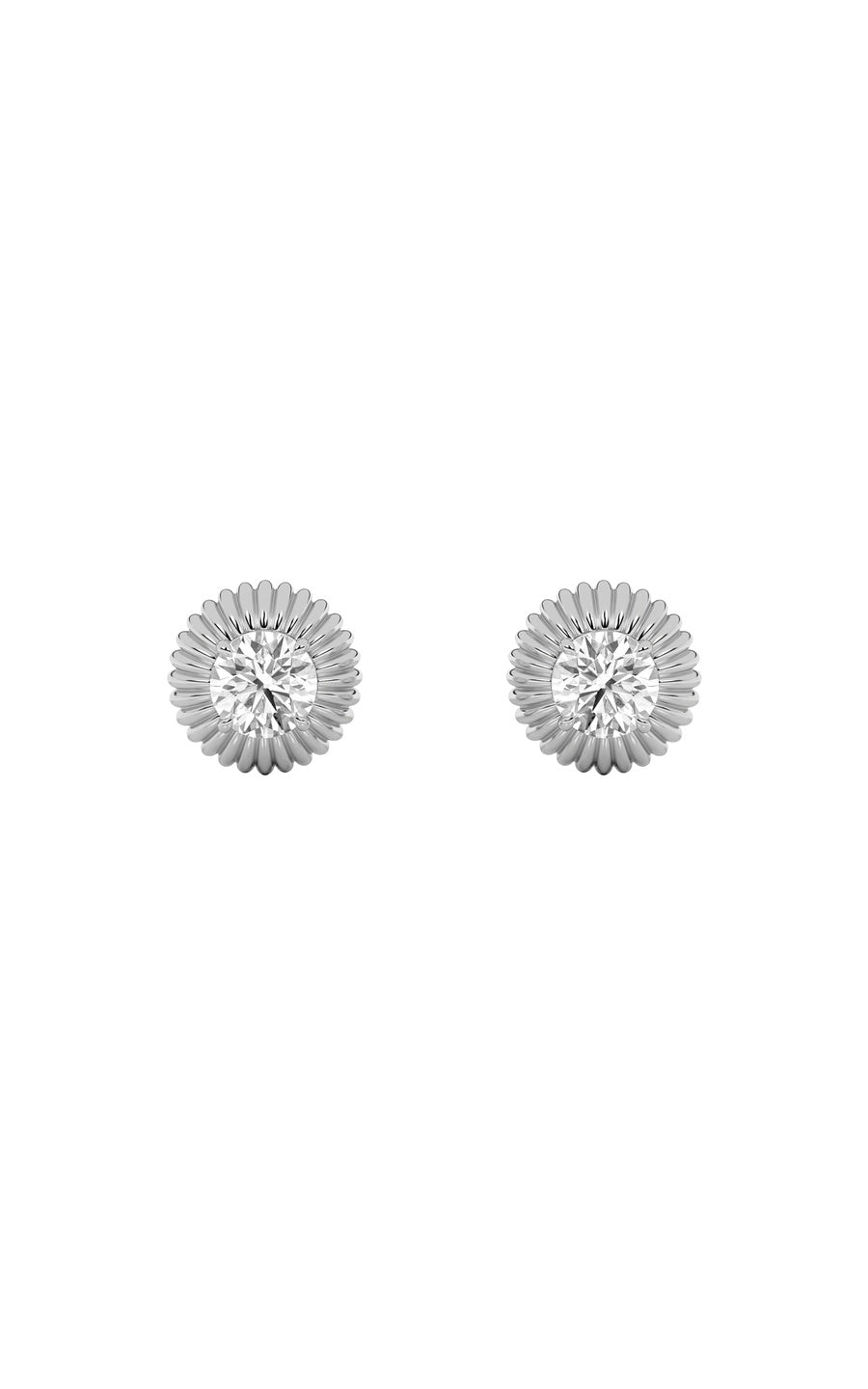 2CTW Round Shaped Lab Grown Diamond (F/VS) Vintage Inspired Stud Earrings in 14K Gold