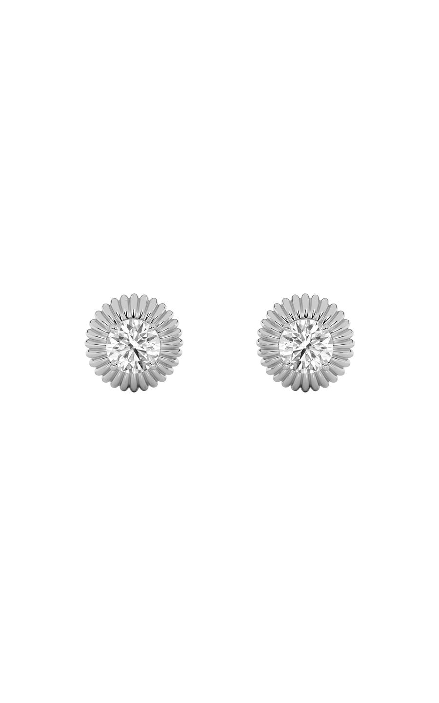2Cttw Round Shaped Lab Grown Diamond (F/VS) Vintage Inspired Stud Earrings in 14K Gold