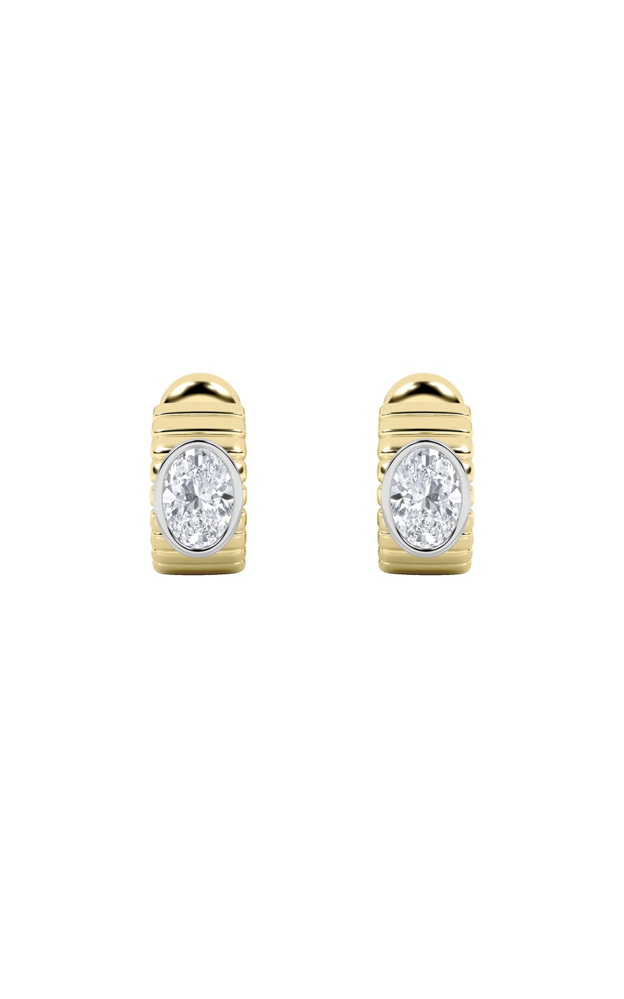 2Cttw Oval Shaped Lab Grown Diamond (F/VS) FashionEarrings in 14K Gold