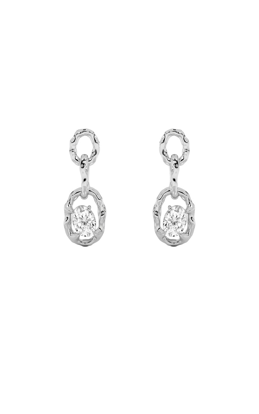 2Cttw Oval Shaped Lab Grown Diamond (G/VS) Earrings in 14K Gold