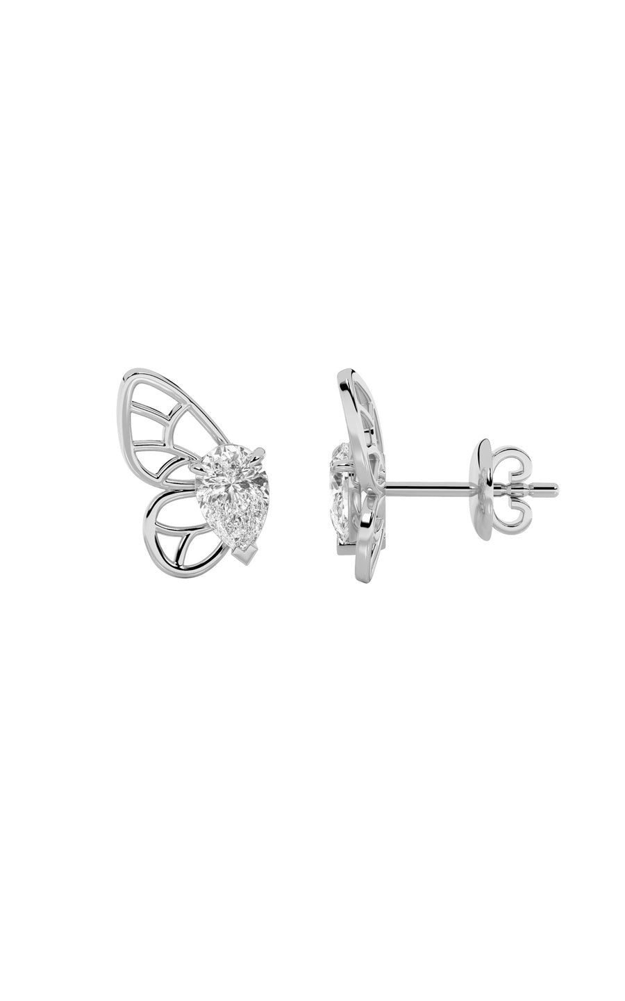 2Cttw Pear Shaped Lab Grown Diamond (F/VS) Butterly Fashion Earrings in 14K Gold