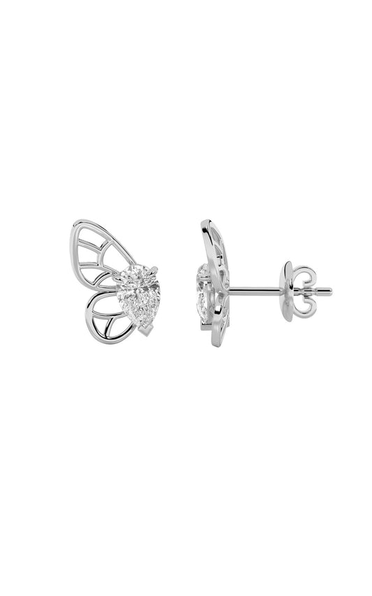2Cttw Pear Shaped Lab Grown Diamond (F/VS) Butterly Fashion Earrings in 14K Gold