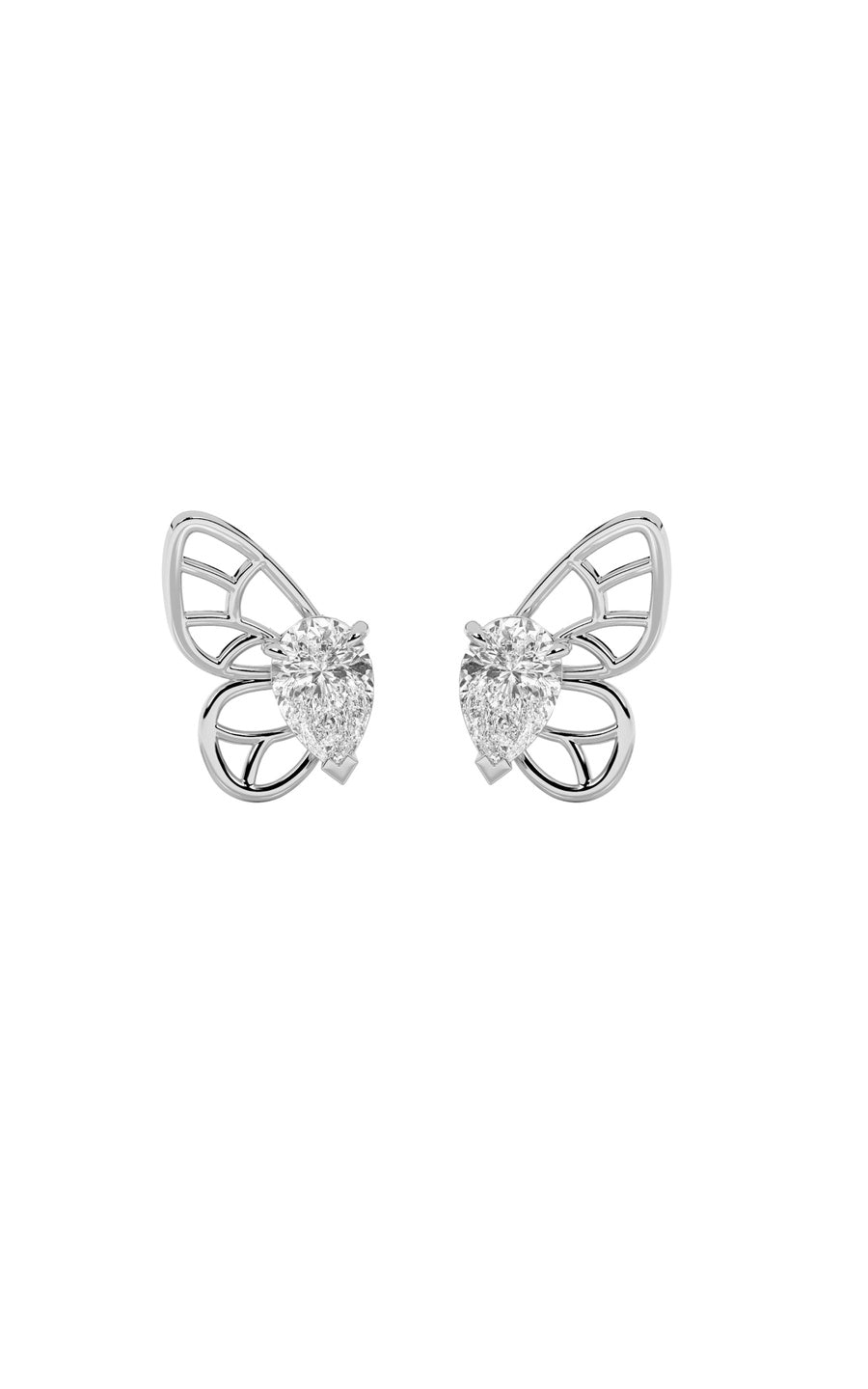 2Cttw Pear Shaped Lab Grown Diamond (F/VS) Butterly Fashion Earrings in 14K Gold