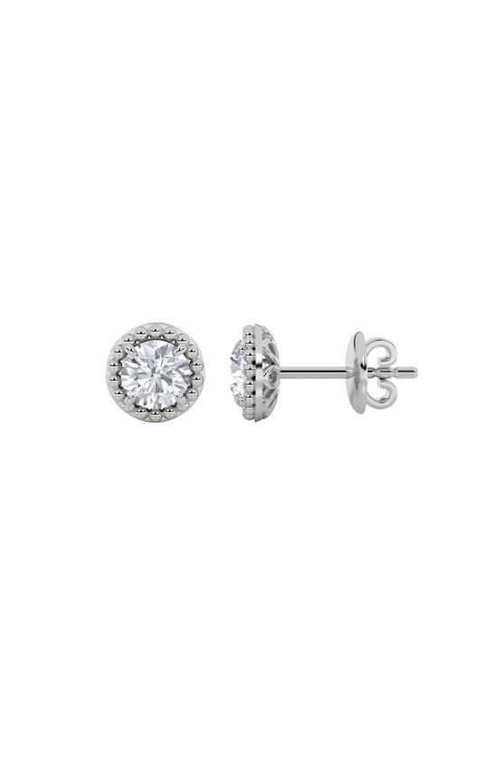 2Cttw Round Shaped Lab Grown Diamond (F/VS) Stud Earrings in 14K Gold