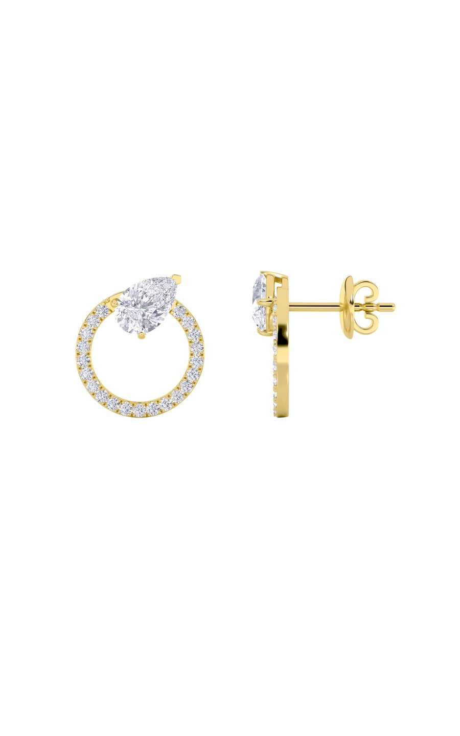 1.5Cttw Pear Shaped Lab Grown Diamond (F/VS) Dangle Fashion Earrings in 14K Gold