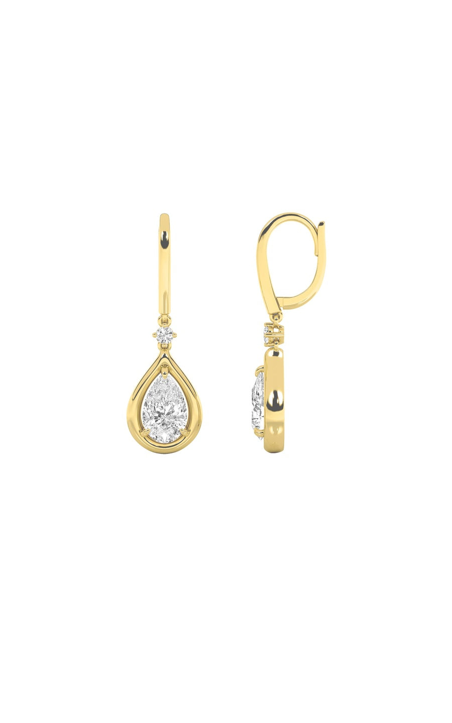 2Cttw Pear Shaped Lab Grown Diamond (F/VS) DangleEarrings in 14K Gold