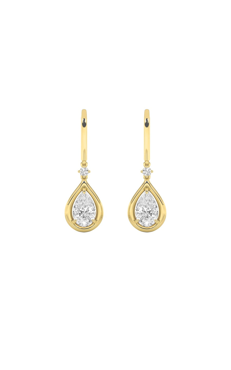 2Cttw Pear Shaped Lab Grown Diamond (F/VS) DangleEarrings in 14K Gold