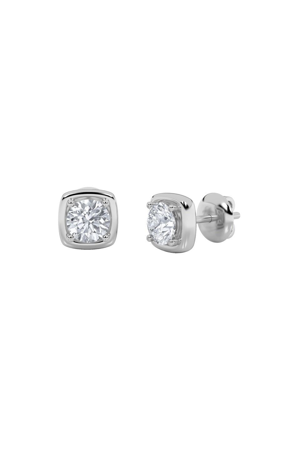 2Cttw Round Shaped Lab Grown Diamond (F/VS) Stud Earrings in 14K Gold