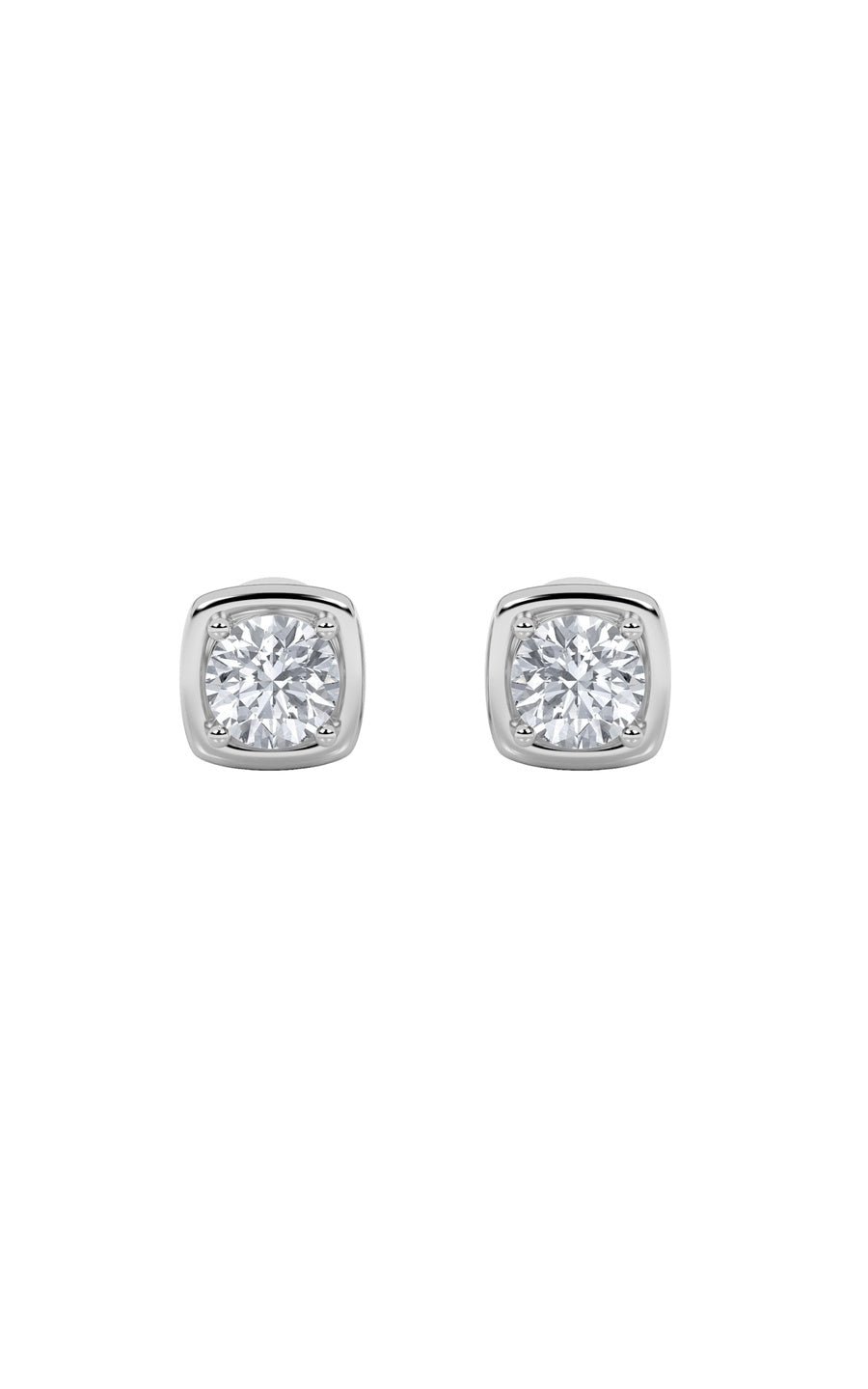 2Cttw Round Shaped Lab Grown Diamond (F/VS) Stud Earrings in 14K Gold