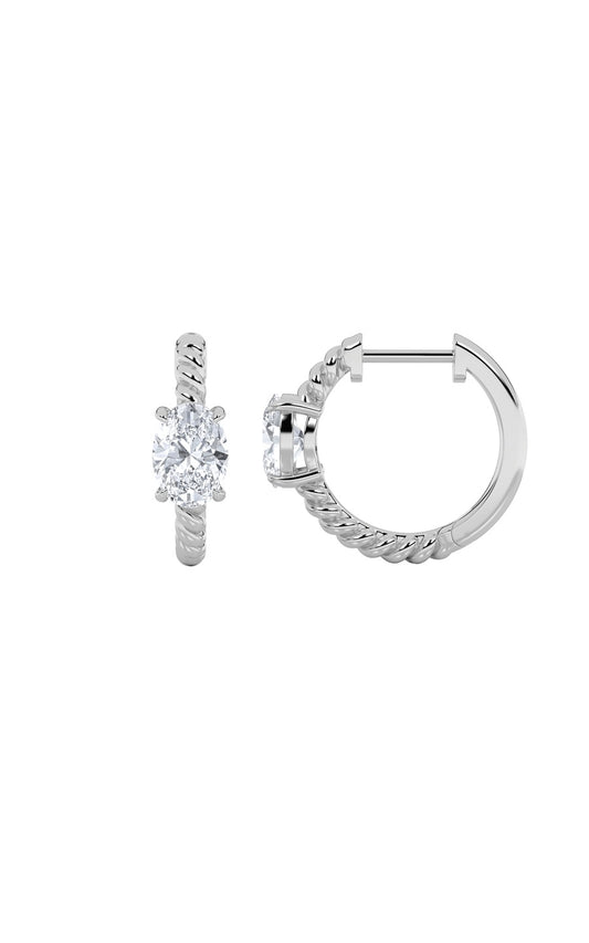 1Cttw Oval Shaped Lab Grown Diamond (F/VS) Hoop Earrings in 14K Gold