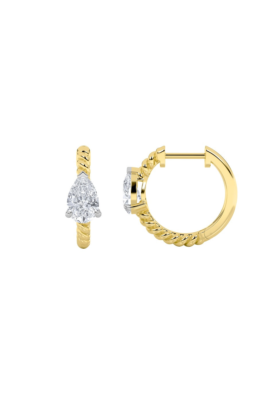 1Cttw Pear Shaped Lab Grown Diamond (F/VS) Hoop Earrings in 14K Gold