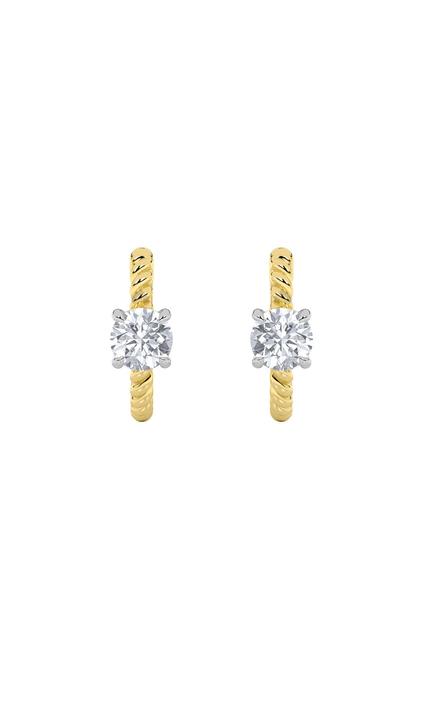 1Cttw Round Shaped Lab Grown Diamond (F/VS) Accented Hoop Earrings in 14K Gold
