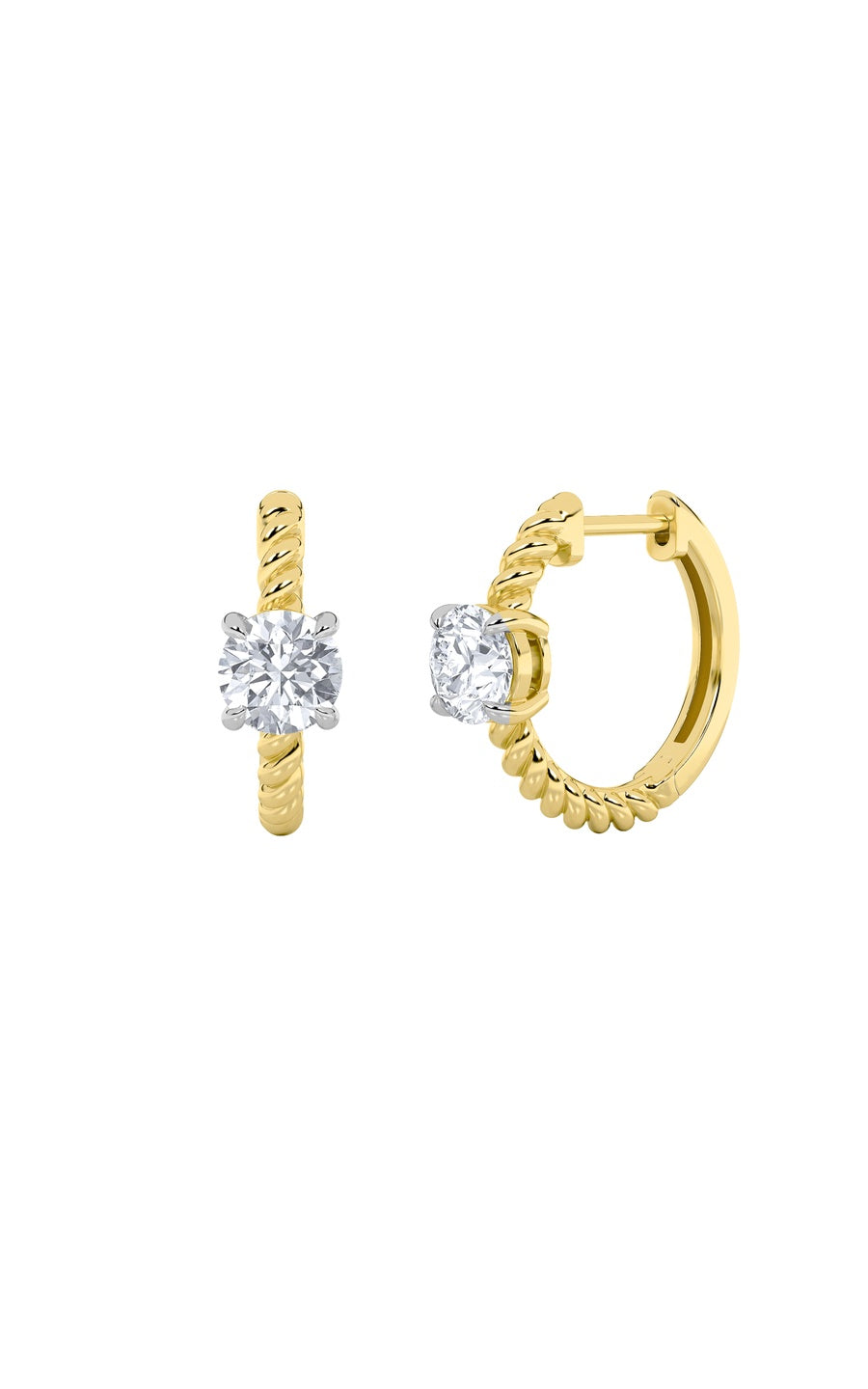1CTW Round Shaped Lab Grown Diamond (F/VS) Accented Hoop Earrings in 14K Gold