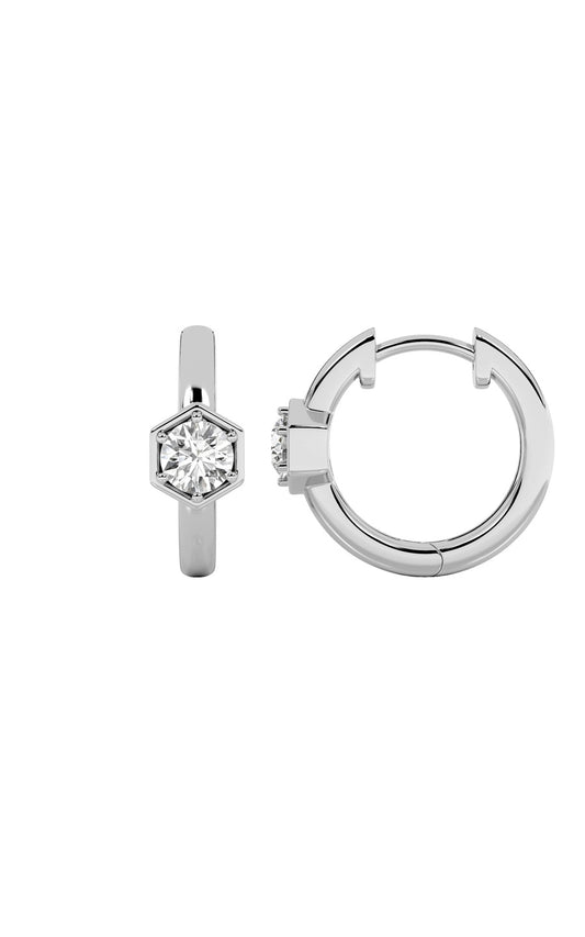 0.5Cttw Round Shaped Lab Grown Diamond (F/VS) Hoop Earrings in 14K Gold