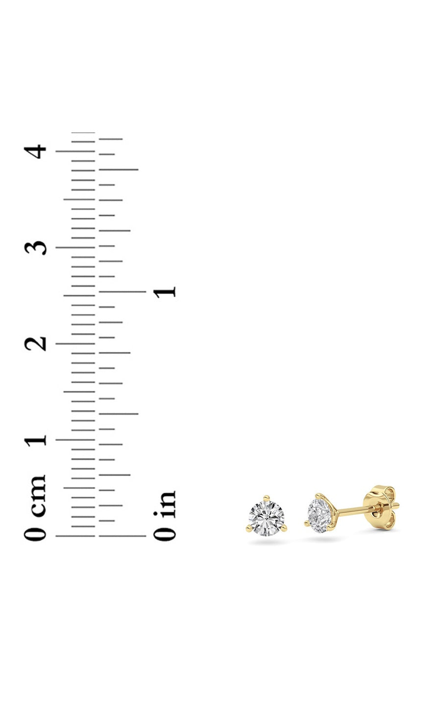 0.5Cttw Round Shaped Lab Grown Diamond (F/VS) Three Prong Martini Stud Earrings in 14K Gold