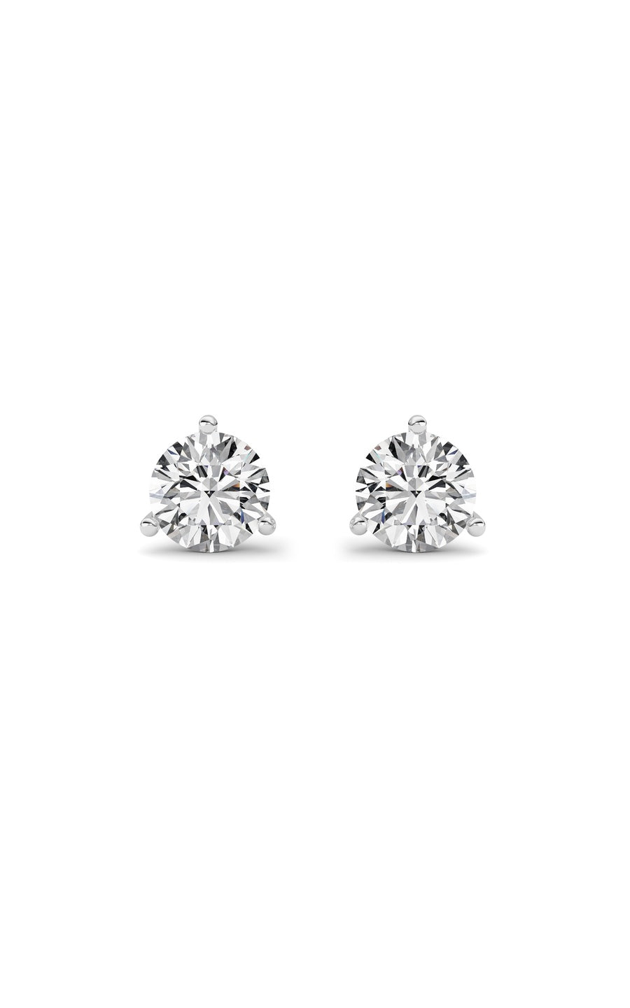0.75Cttw Round Shaped Lab Grown Diamond (G/VS) Three Prong Martini Stud Earrings in 14K White Gold