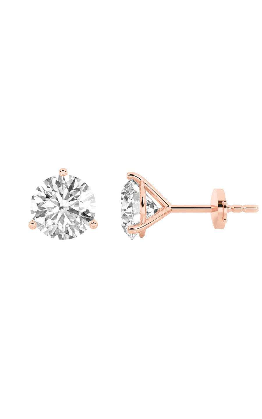 0.75Cttw Round Shaped Lab Grown Diamond (G/VS) Three Prong Martini Stud Earrings in 14K White Gold