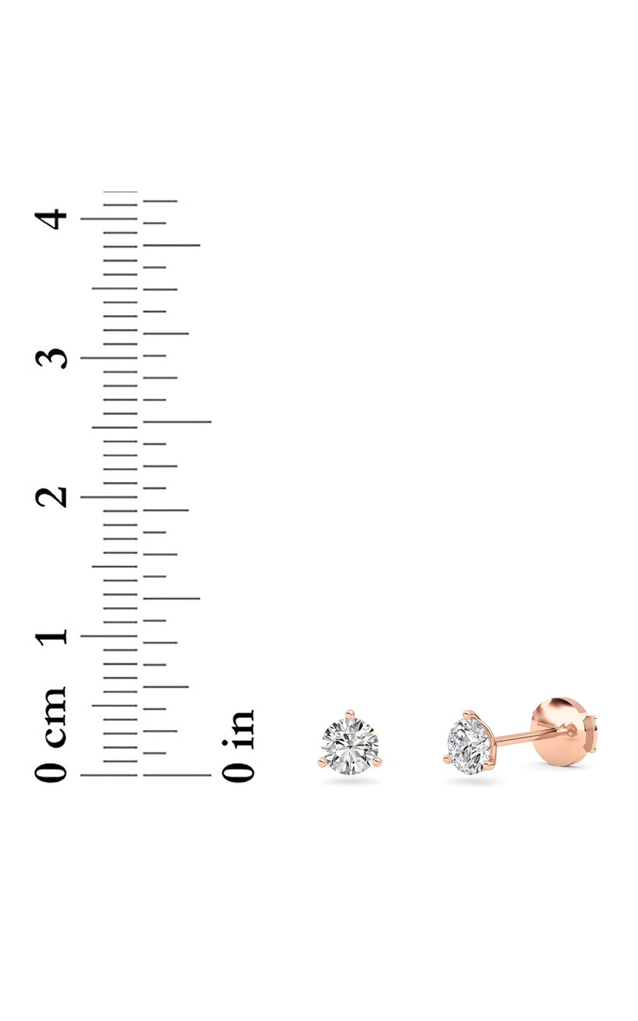 0.75CTW Round Shaped Lab Grown Diamond (G/VS) Three Prong Martini Stud Earrings in 14K White Gold