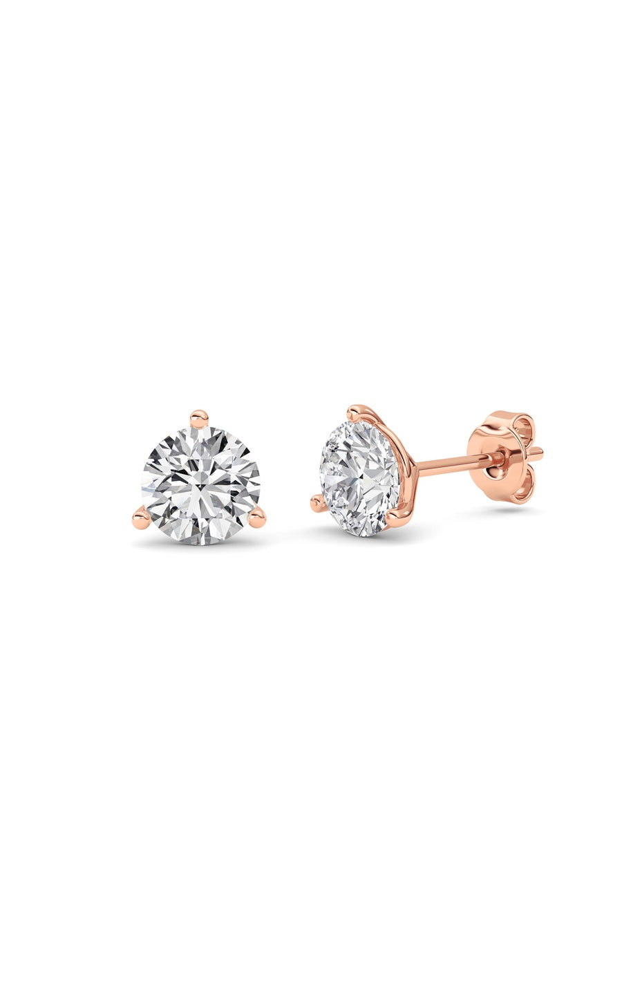1Cttw Round Shaped Lab Grown Diamond (G/VS) ThreeProng Martini Stud Earrings in 14K White Gold