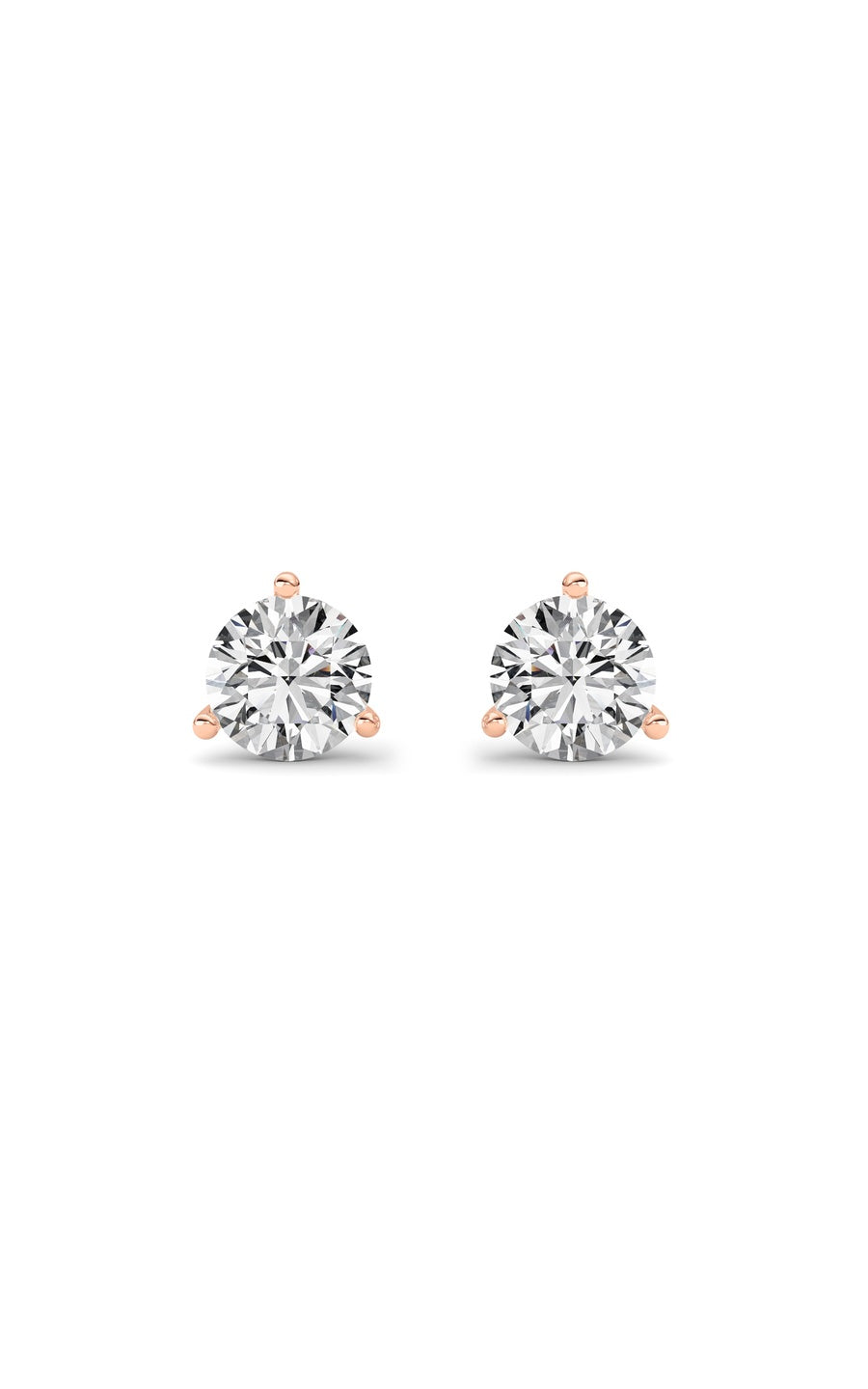 1Cttw Round Shaped Lab Grown Diamond (G/VS) ThreeProng Martini Stud Earrings in 14K White Gold