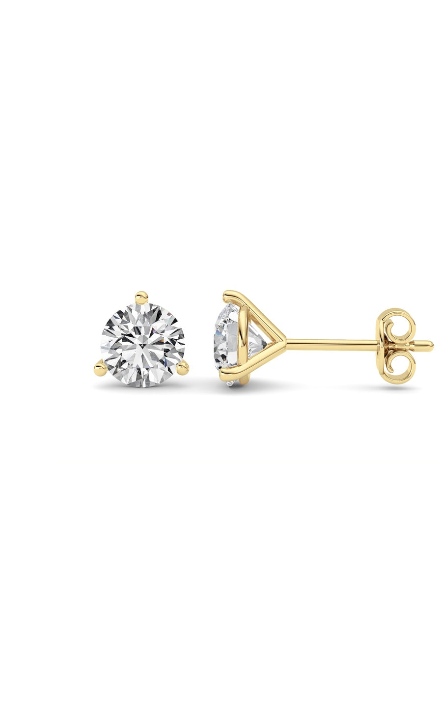 1.5CTW Round Shaped Lab Grown Diamond (G/VS) Three Prong Martini Stud Earrings in 14K White Gold