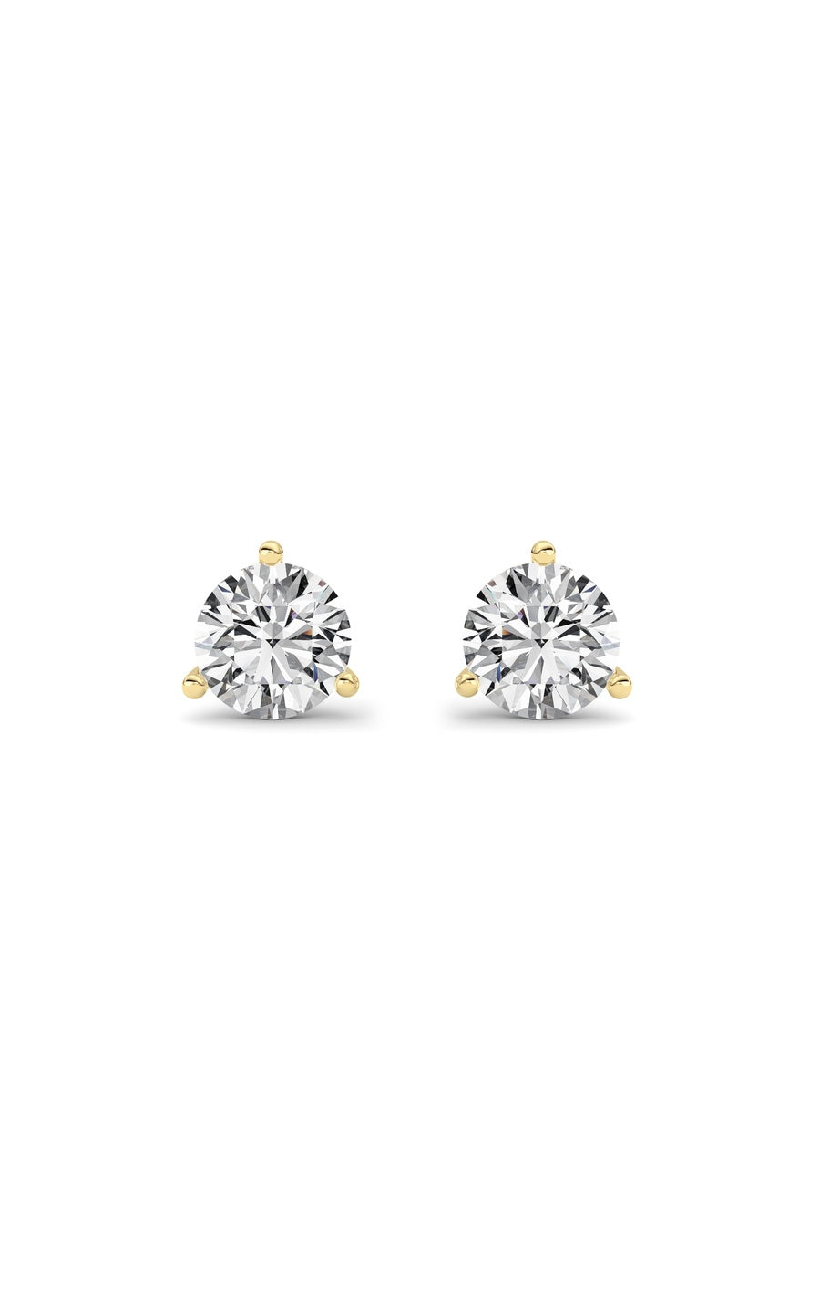 1.5Cttw Round Shaped Lab Grown Diamond (G/VS) Three Prong Martini Stud Earrings in 14K White Gold
