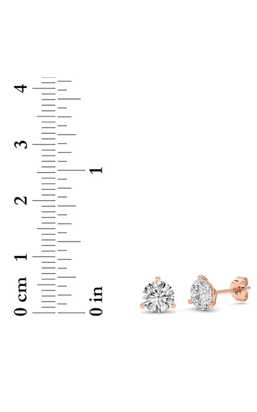 2Cttw Round Shaped Lab Grown Diamond (F/VS) ThreeProng Martini Stud Earrings in 14K White Gold