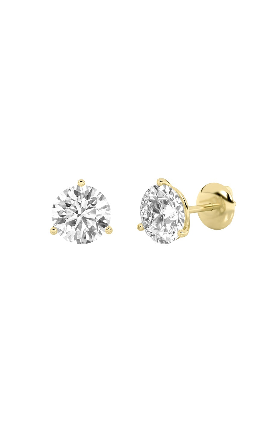 2.5Cttw Round Shaped Lab Grown Diamond (G/VS) Three Prong Martini Stud Earrings in 14K White Gold