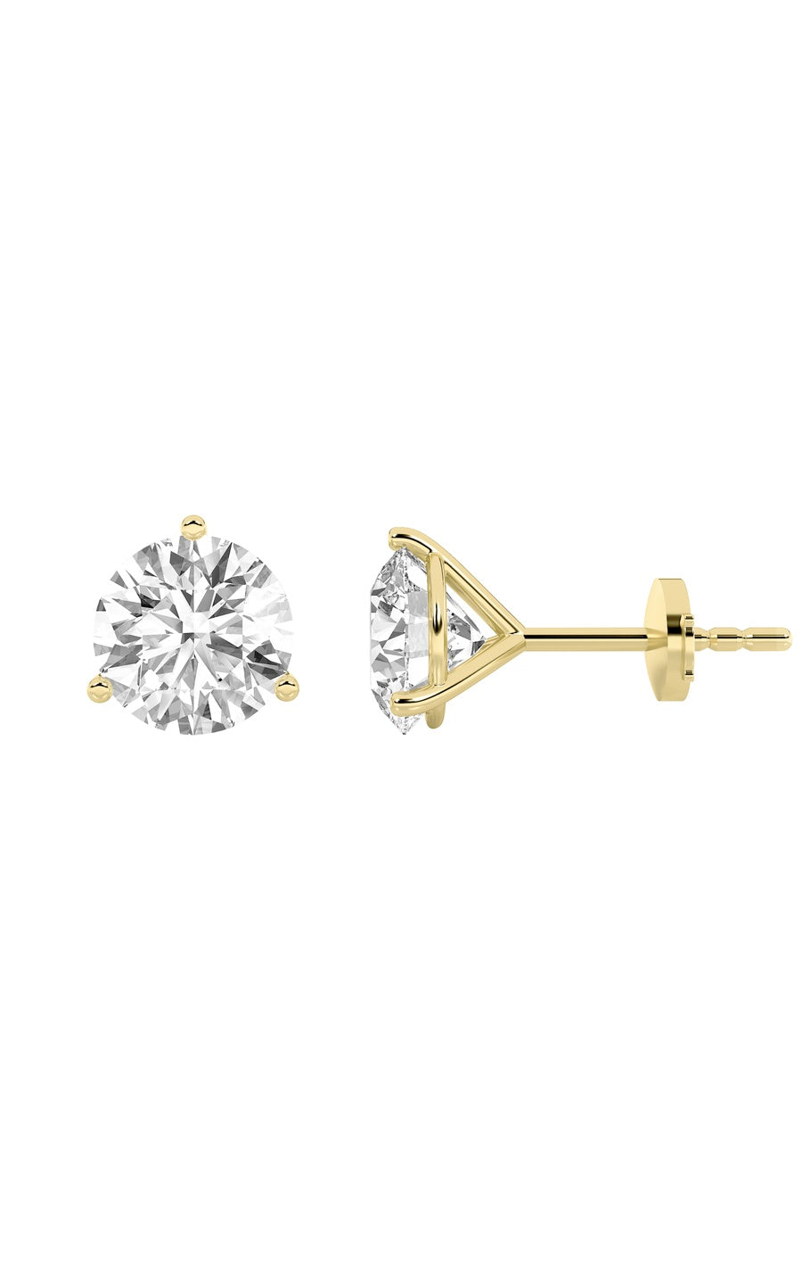 3Cttw Round Shaped Lab Grown Diamond (G/VS) ThreeProng Martini Stud Earrings in 14K White Gold