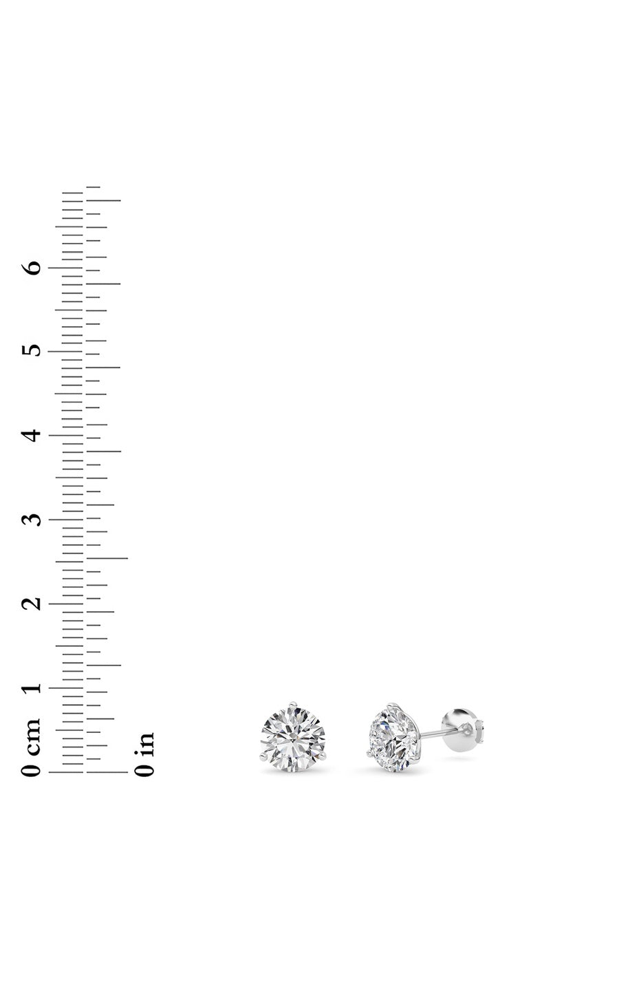 3.5Cttw Round Shaped Lab Grown Diamond (G/VS) Three Prong Martini Stud Earrings in 14K White Gold