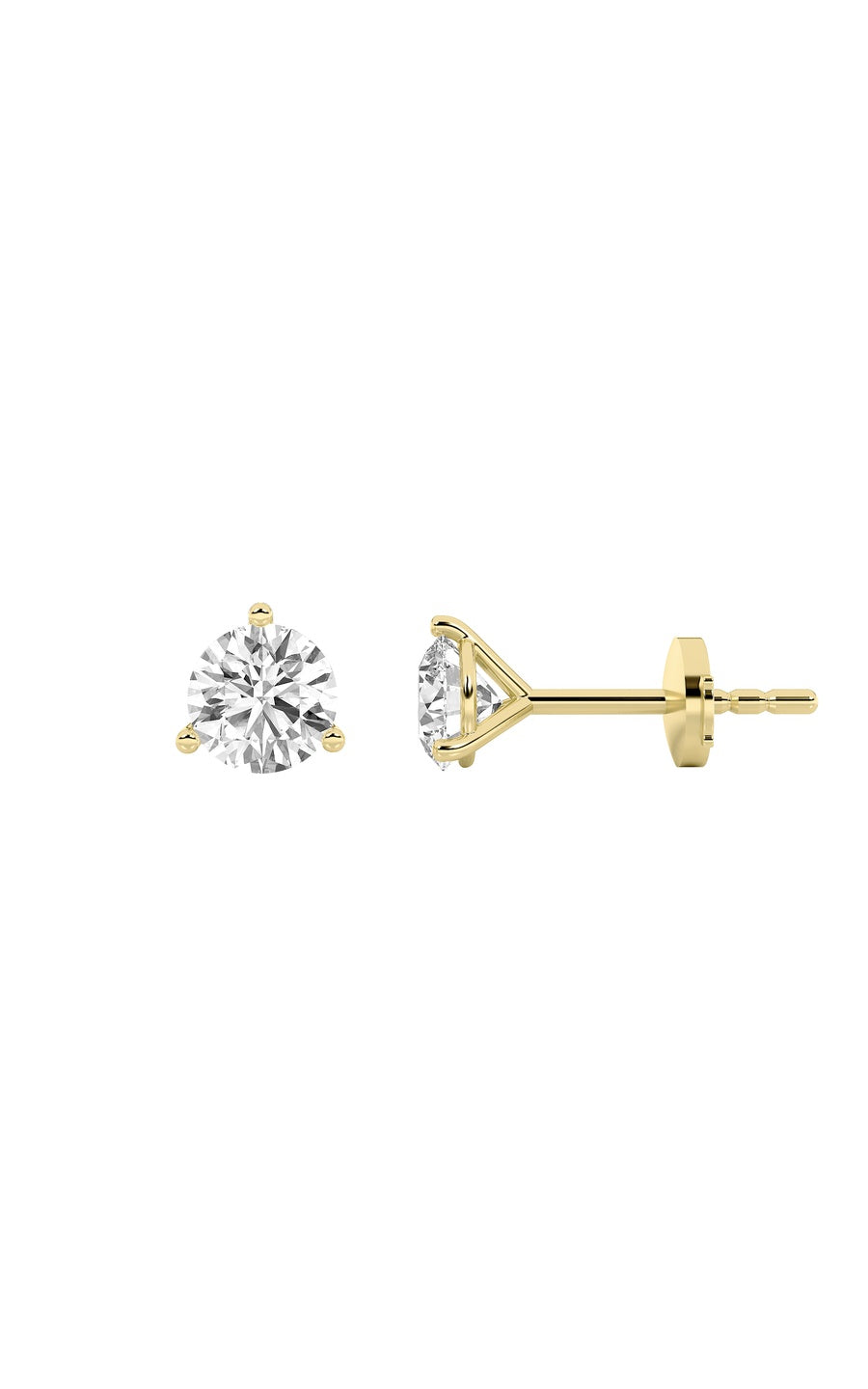 3.5Cttw Round Shaped Lab Grown Diamond (G/VS) Three Prong Martini Stud Earrings in 14K White Gold