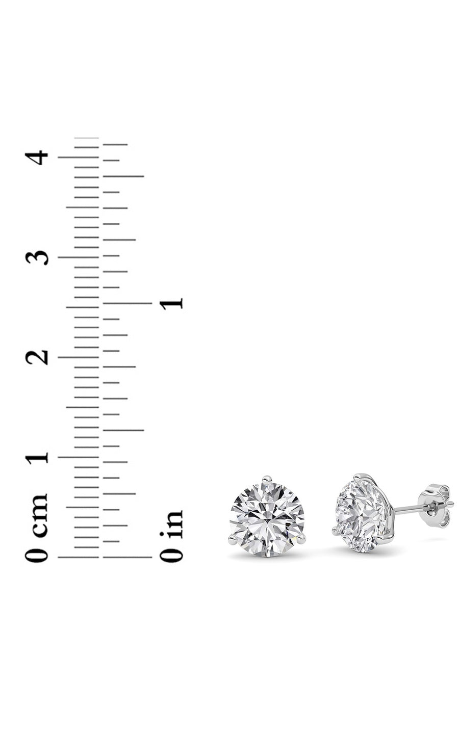 4Cttw Round Shaped Lab Grown Diamond (G/VS) ThreeProng Martini Stud Earrings in 14K White Gold