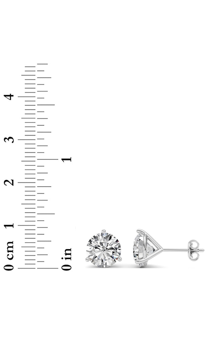 4.5Cttw Round Shaped Lab Grown Diamond (G/VS) Three Prong Martini Stud Earrings in 14K White Gold