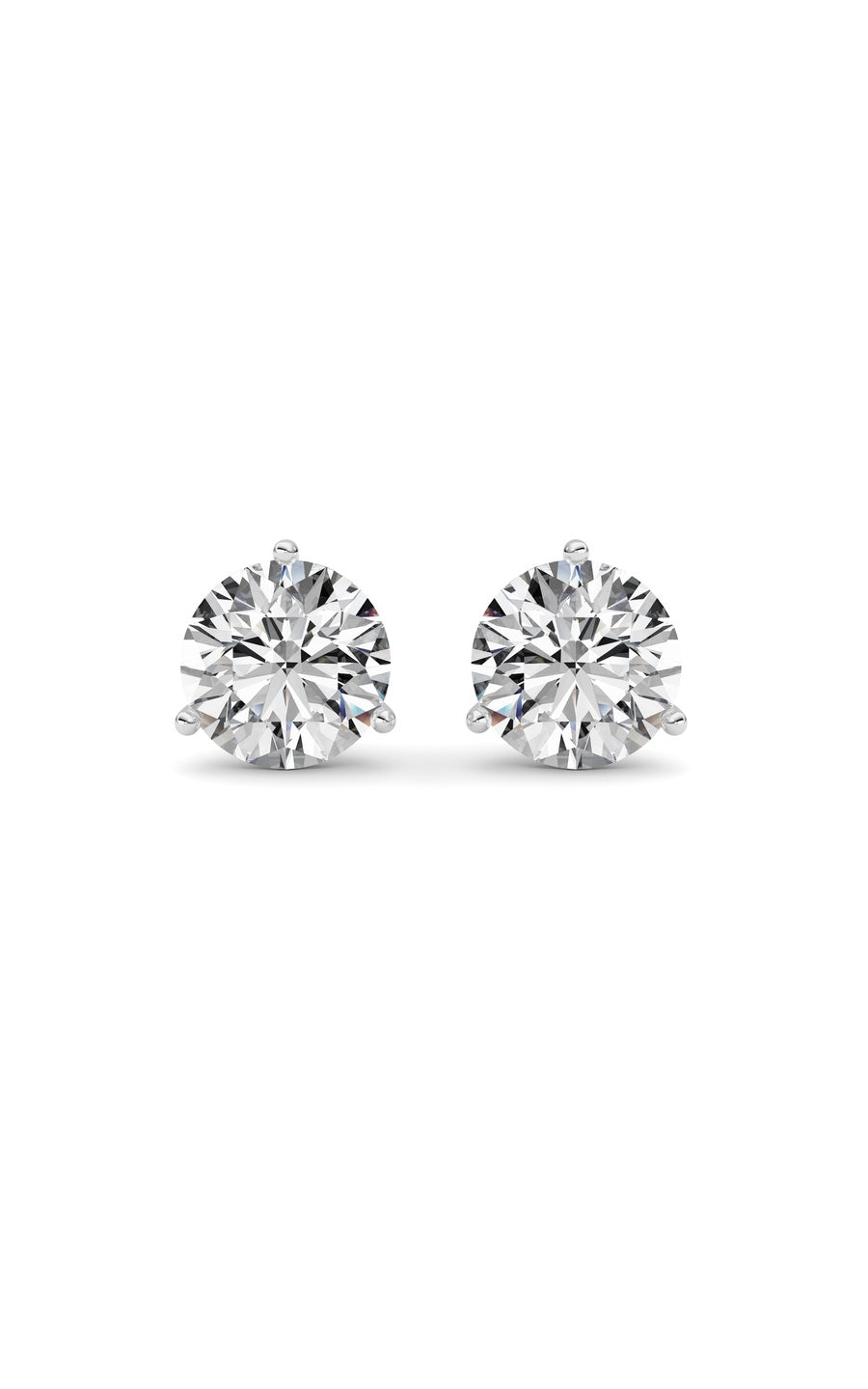 5.5Cttw Round Shaped Lab Grown Diamond (G/VS) Three Prong Martini Stud Earrings in 14K White Gold