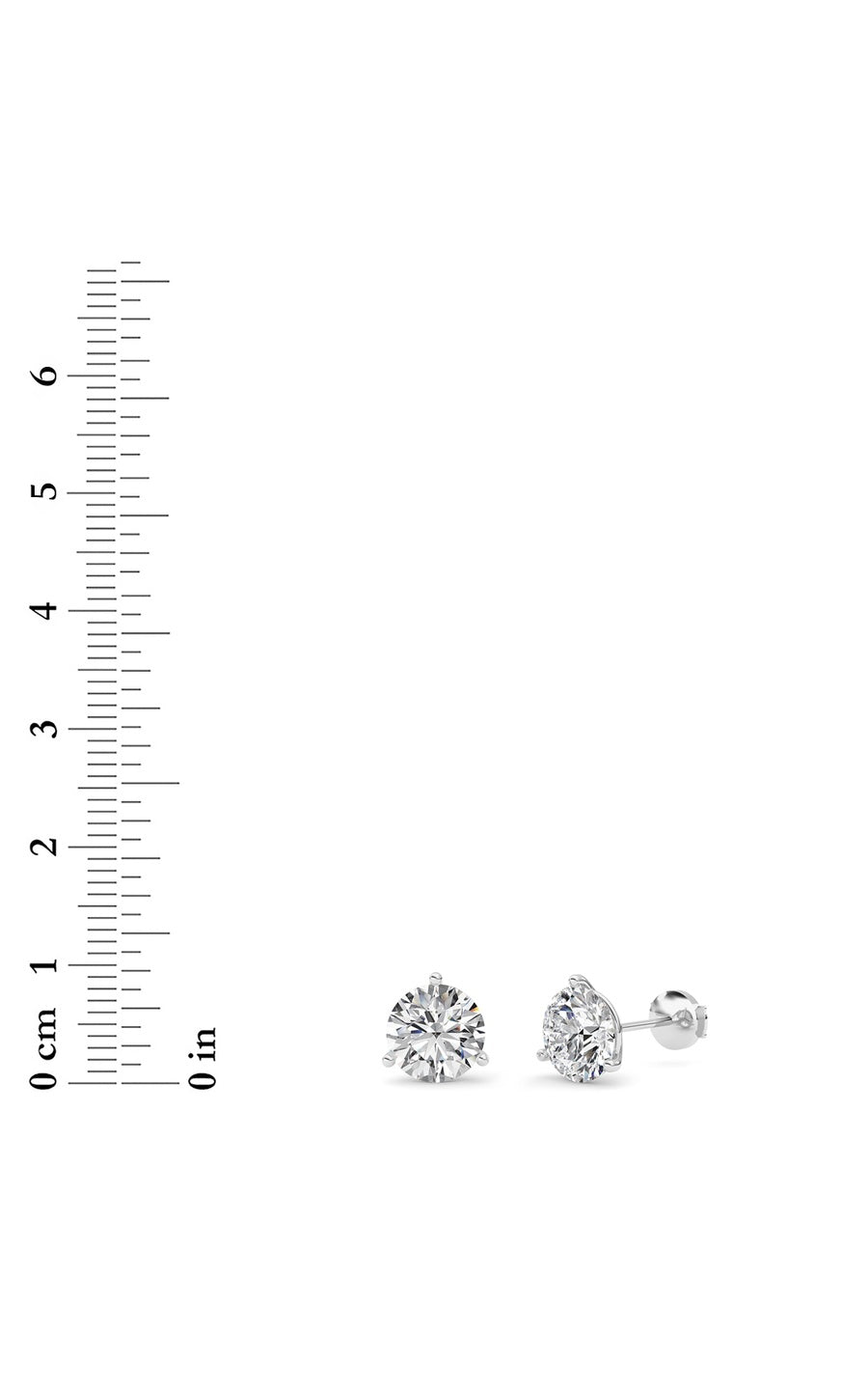 5.5Cttw Round Shaped Lab Grown Diamond (G/VS) Three Prong Martini Stud Earrings in 14K White Gold
