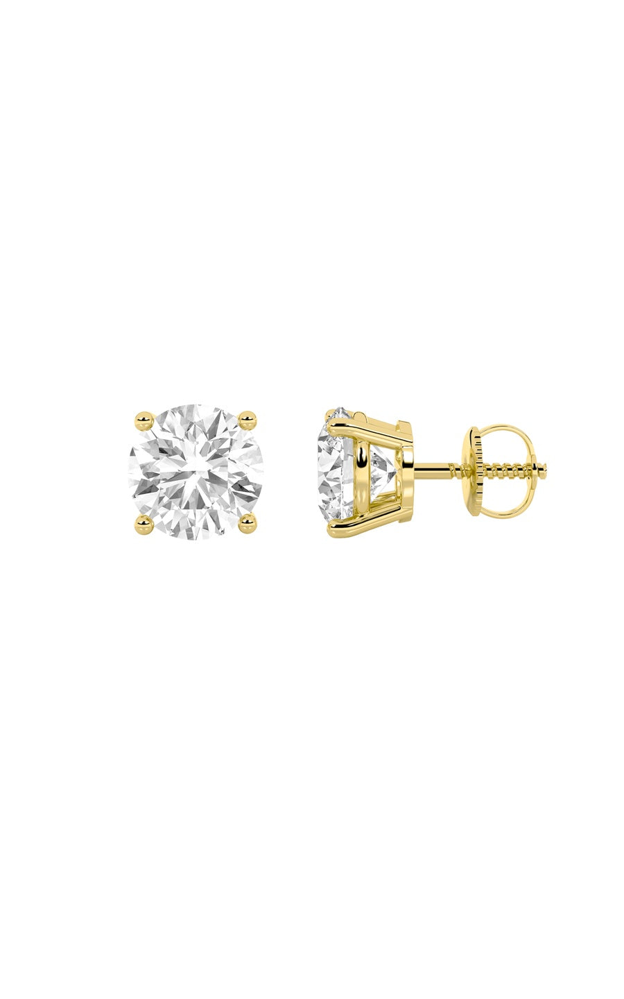 5.5CTW Round Shaped Lab Grown Diamond (G/VS) Three Prong Martini Stud Earrings in 14K White Gold