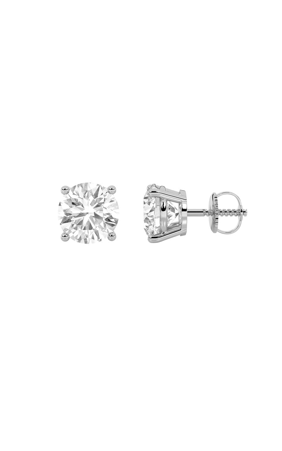 5.5Cttw Round Shaped Lab Grown Diamond (G/VS) Three Prong Martini Stud Earrings in 14K White Gold