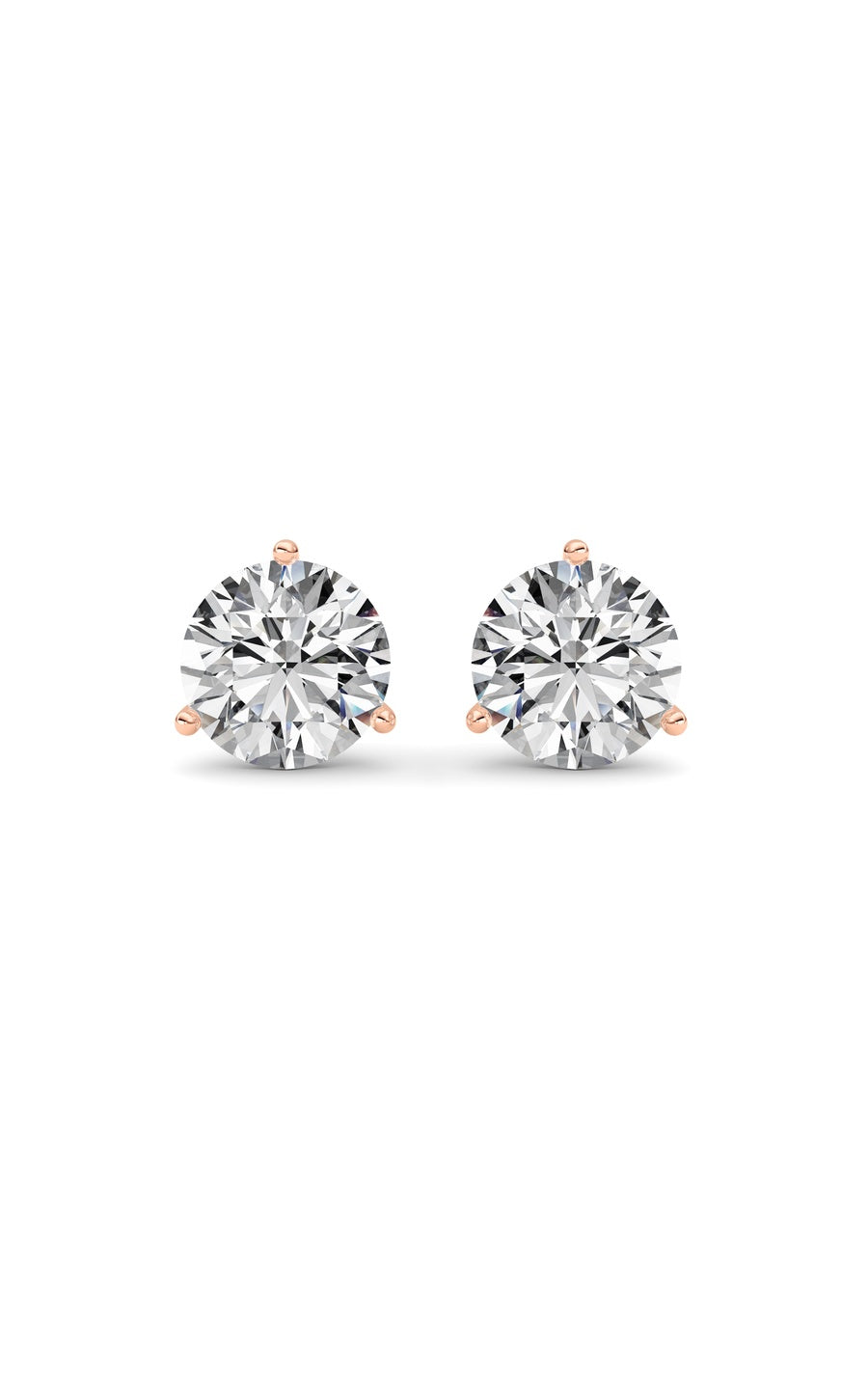 5.5Cttw Round Shaped Lab Grown Diamond (G/VS) Three Prong Martini Stud Earrings in 14K White Gold