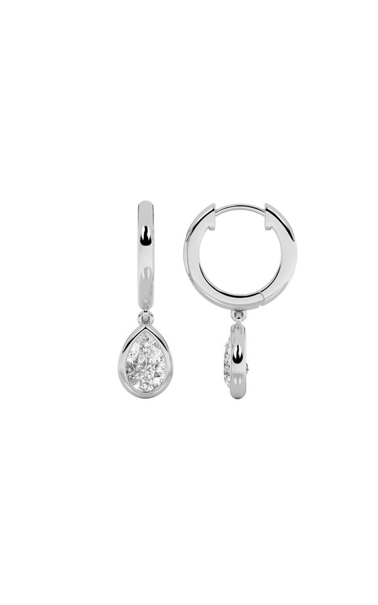 1Cttw Pear Shaped Lab Grown Diamond (F/VS) DangleEarrings in 14K Gold