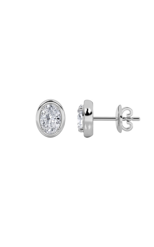 2Cttw Oval Shaped Lab Grown Diamond (F/VS) Stud Earrings in 14K Gold