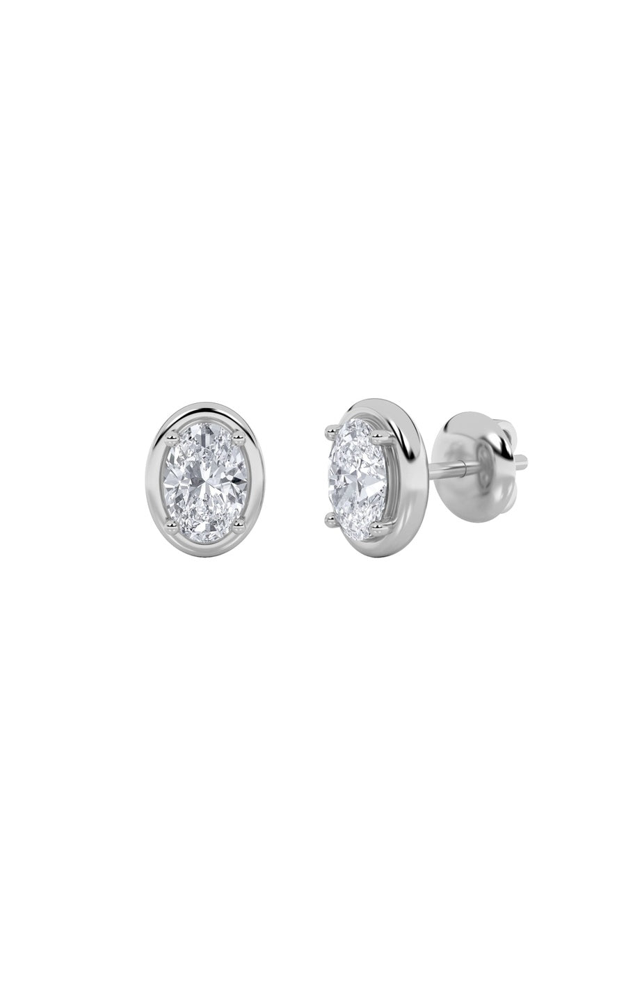 2Cttw Oval Shaped Lab Grown Diamond (F/VS) Stud Earrings in 14K Gold
